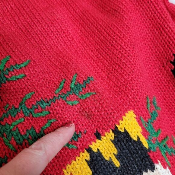 VINTAGE 90s red Nutcracker mock neck Christmas holiday sweater M - Picture 8 of 10